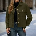 thumbnail image 1 of Fashion Jackets for Women Cropped Shackets Button-up Corduroy Jackets with Double Chest Pockets Fall Winter Outfits (Army Green M), 1 of 5