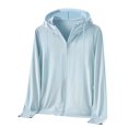 thumbnail image 1 of Fashion Jackets for Women New Sun Protection Hoodie for Women Long Sleeve Full Zip up Jacket Soft Lightweight Outdoor Workout Clothing Light Blue XXL, 1 of 5