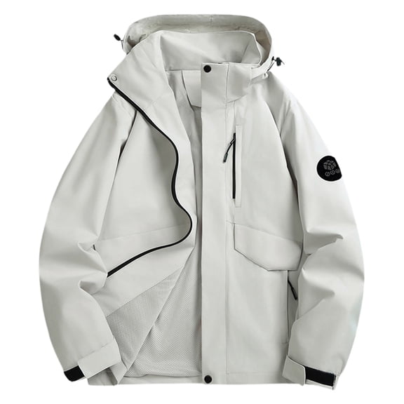 Fashion Jackets for Women New Women's Fall Jacket Waterproof Jacket Hooded Coat Hiking Windproof Windbreaker Outerwear Zipper Streetwear White S
