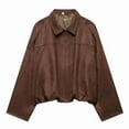 thumbnail image 1 of Fashion Jackets for Women New Womens Suede Zipper Jacket Lapel Long Sleeve Casual Lightweight Cropped Coat Going out Outerwear Brown M, 1 of 3