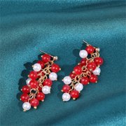 ALEXTREME Fashion Jade Drop Earrings Ear Jewelry Fashion Jade Earrings with White Flowers for Wedding Jewelry Gift