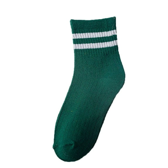 Fashion Japanese Stripes Autumn and Winter One Size Sports Socks Couple Socks Solid Color Cotton Socks GREEN 2