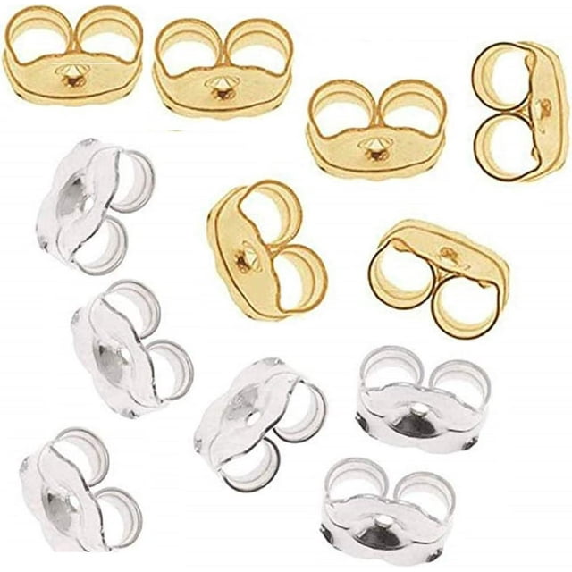Fashion Jewelry 14K Gold/White Gold Color Earring Backs 12 Pieces
