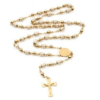 Fashion Jewelry 14K Yellow Gold Rosary Necklace, Virgin Cross Of Jesus Pendant Necklaces , Heavy Gold Color Hip hop Men Jewelry