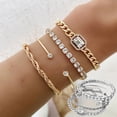 thumbnail image 1 of Fashion Jewelry 4 Pcs Crystal Bracelet Set Bohemian Design For Women Vintage Luxury Twisted Cuff Chains Armband Jewelry Accessories, 1 of 2