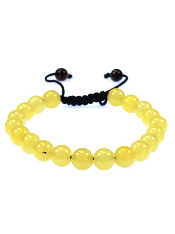 Fashion Jewelry 8mm Yellow Aventrine Gemstone Macrame Style Adjustable Bracelet - 91031
