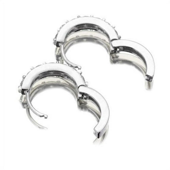 Fashion Jewelry 925 Sterling Silver Rhinestones Hoop Diamond Inlaid Stud Earrings for Women (1061 Silver)