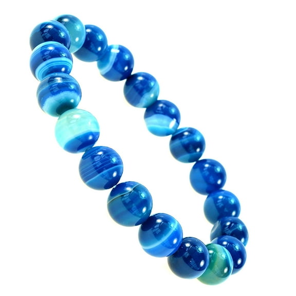 Fashion Jewelry Blue or Pink Bostwana Agate Gemstone stretch bracelet