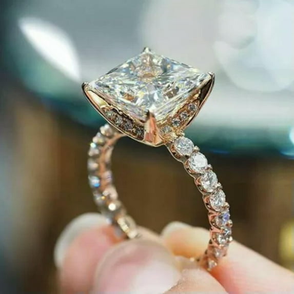 Fashion Jewelry Cubic Zircon 18k Yellow Gold Plated Ring Engagement Gift Sz 6-10