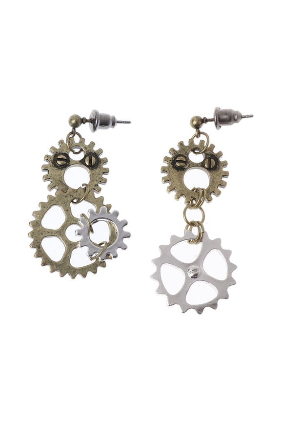 Fashion Jewelry Decor Gear Pendant Dangle Earrings Antique Long Hook Earrings