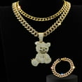 thumbnail image 1 of Fashion Jewelry Fully-jewelled Bear Pendant Necklace Bracelet Three-piece Set, 1 of 2
