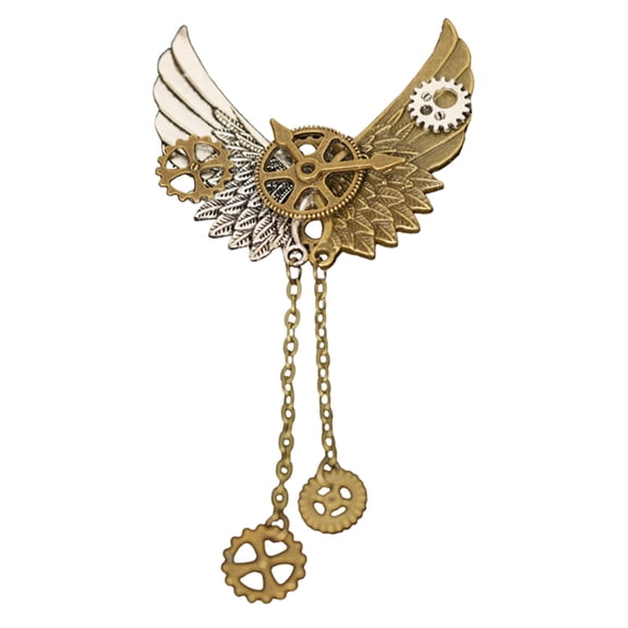 Fashion Jewelry Gear Steampunk Brooch Badge Pin Cute Cosplay Lapel Pin Wing Gear Brooch Mechanical Scarf Pin Jewelry