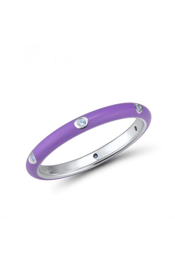 Fashion Jewelry Handmade Enamel Colorful Rainbow Eternity Stackable Ring For Women Wedding Party Jewelry