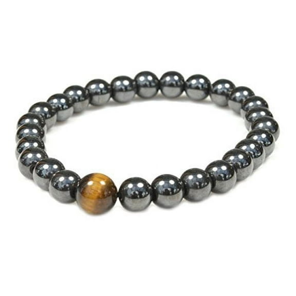 Fashion Jewelry Hematite bead Tiger eye gemstone stretch bracelet for men women - 7"