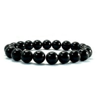 Fashion Jewelry Men Women Round Black Onyx Gemstone Bracelet- Good for Healing and Energy -8"