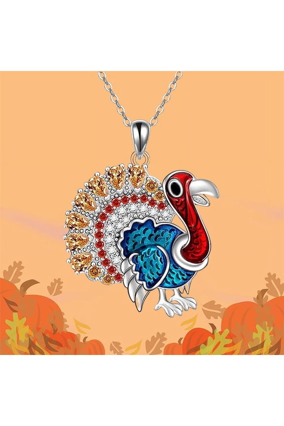 Fashion Jewelry ~ Multi Color Thanksgiving Theme Turkey Pendant Necklace for Women Casual