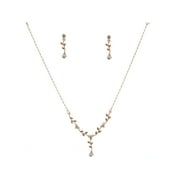 Fashion Jewelry Set Rose Gold Plating Flower Necklace Earrings Set