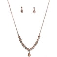 thumbnail image 1 of Fashion Jewelry Set Rose Gold Plating Peach Rhinestone Necklace Earrings Set, 1 of 1