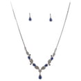 thumbnail image 1 of Fashion Jewelry Set Silver Plating Sapphire Rhinestone Necklace Earrings Set, 1 of 1