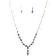 thumbnail image 1 of Fashion Jewelry Set Silver Plating Sapphire Rhinestone Necklace Earrings Set, 1 of 1