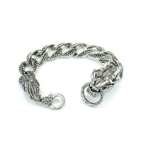 Fashion Jewelry Vintage Powerful Gothic Dragon Tribe Silvertone Bracelet - J194