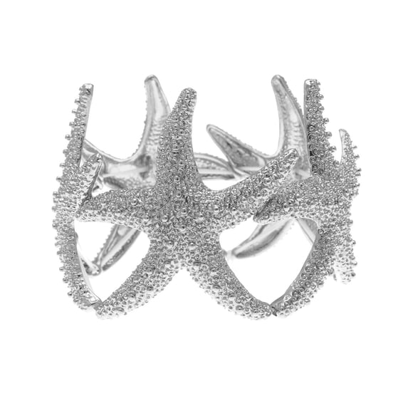 Fashion Jewelry Womens Shiny Textured Starfish Stretch Bangle Cuff Statement Bracelet