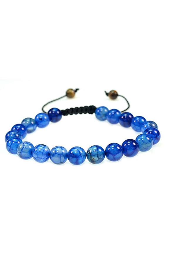Fashion Jewelry vivid blue created-quartz gemstone macrame style bracelet