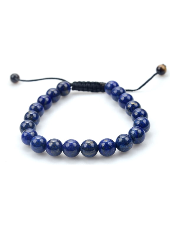 Fashion Jewery men Women Beautiful Lapis Lazuli Round Gemstone Macrame Style adjustable Bracelet
