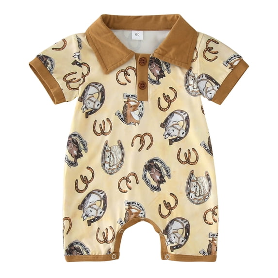 Fashion Jumpsuit for Baby Boys Girls Short Sleeve Cartoon Cow Prints Pullover 𝐍ewborn Gentleman Romper