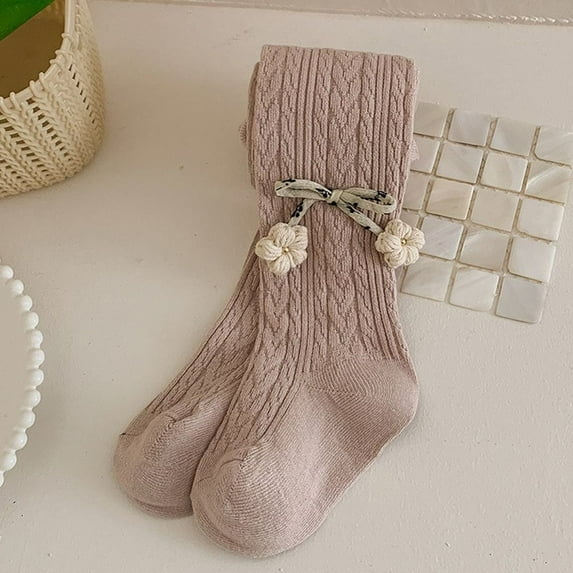 Fashion Kids Fishnet Stockings Cotton Bowknot Flowers Baby Girls Tights Newborn Girls Pantyhose Knitted Leggings Pineapple Baby Pantyhose S (80-90CM) LOTUS PINK