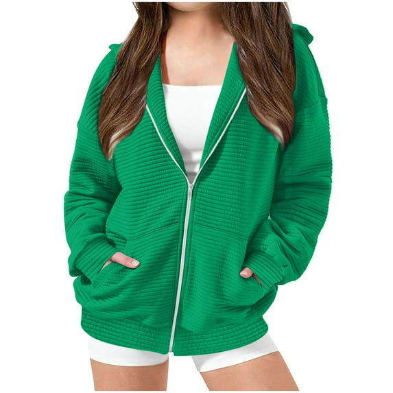 Fashion Kids Hoodie Long Sleeve Textured Pullover Sweatshirt Soft Lightweight Athletic Sweatshirts with Pocket Green 14-15 Years