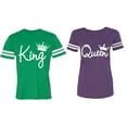 thumbnail image 1 of Fashion King Queen Matching Couple Cotton Jerseys (Men Green / Women Purple) (Men XXL / Women XXL), 1 of 3
