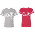 thumbnail image 1 of Fashion King Queen Matching Couple Cotton Jerseys (Men Heather / Women Red) (Men XXL / Women S), 1 of 3