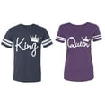 thumbnail image 1 of Fashion King Queen Matching Couple Cotton Jerseys (Men Navy / Women Purple) (Men XL / Women S), 1 of 3