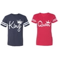 thumbnail image 1 of Fashion King Queen Matching Couple Cotton Jerseys (Men Navy / Women Red) (Men S / Women L), 1 of 3