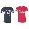 thumbnail image 1 of Fashion King Queen Matching Couple Cotton Jerseys (Men Navy / Women Red) (Men XL / Women XL), 1 of 3