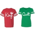 thumbnail image 1 of Fashion King Queen Matching Couple Cotton Jerseys (Men Red / Women Green) (Men M / Women XL), 1 of 3