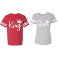 thumbnail image 1 of Fashion King Queen Matching Couple Cotton Jerseys (Men Red / Women Heather) (Men L / Women L), 1 of 3