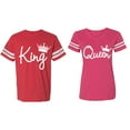thumbnail image 1 of Fashion King Queen Matching Couple Cotton Jerseys (Men Red / Women Pink) (Men XXL / Women XL), 1 of 3
