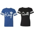 thumbnail image 1 of Fashion King Queen Matching Couple Cotton Jerseys (Men Royal / Women Black) (Men L / Women M), 1 of 3