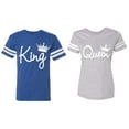 thumbnail image 1 of Fashion King Queen Matching Couple Cotton Jerseys (Men Royal / Women Heather) (Men L / Women M), 1 of 3