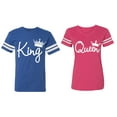 thumbnail image 1 of Fashion King Queen Matching Couple Cotton Jerseys (Men Royal / Women Pink) (Men M / Women L), 1 of 3