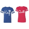 thumbnail image 1 of Fashion King Queen Matching Couple Cotton Jerseys (Men Royal / Women Red) (Men S / Women XXL), 1 of 3