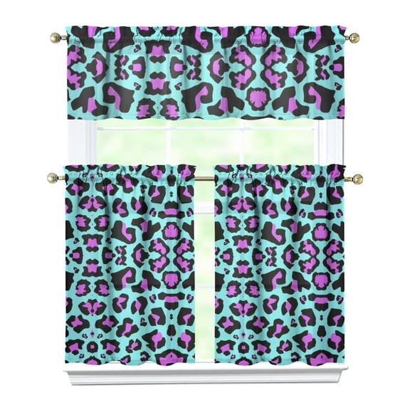 Fashion Kitchen Curtains Set Tier and Valance Leopard Cheetah Classic Vintage Tropical Polka Print Pattern with Romantic Spots Design Modern Abstract Texture Dynamic Aesthetic Cute Cartoon Animal Drap