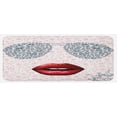 thumbnail image 1 of Fashion Kitchen Mat, Diamond Sunglasses and Glossy Lips on Pastel Travelling Items Pattern, Plush Decorative Kitchen Mat with Non Slip Backing, 47" X 19", Blush and Multicolor, by Ambesonne, 1 of 1