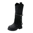 thumbnail image 1 of Fashion Knee High Boots with Fringe Detail Platform Sole Comfortable Side Zipper for Autumn and Winter Footwear, 1 of 9