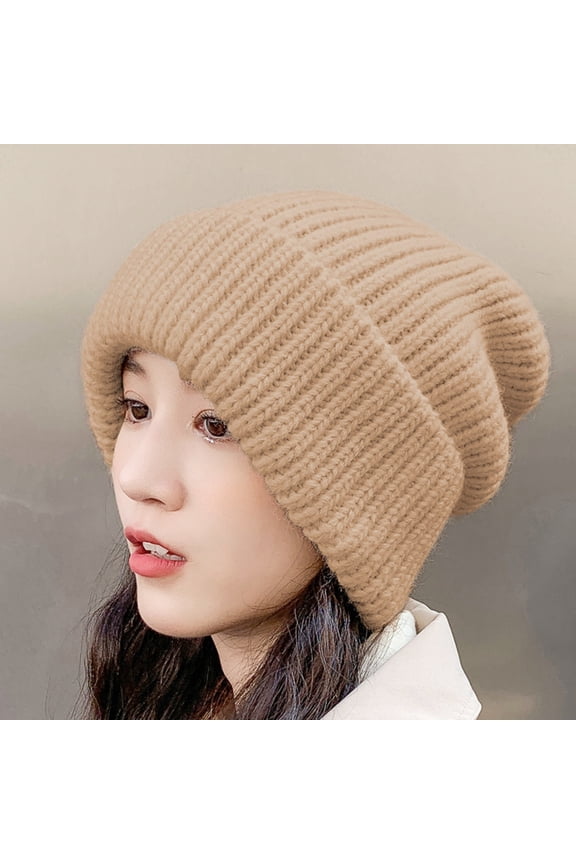 Fashion Knitted Wool Hat with Wide Head Fit for Women Winter Warmth and Ear Protection
