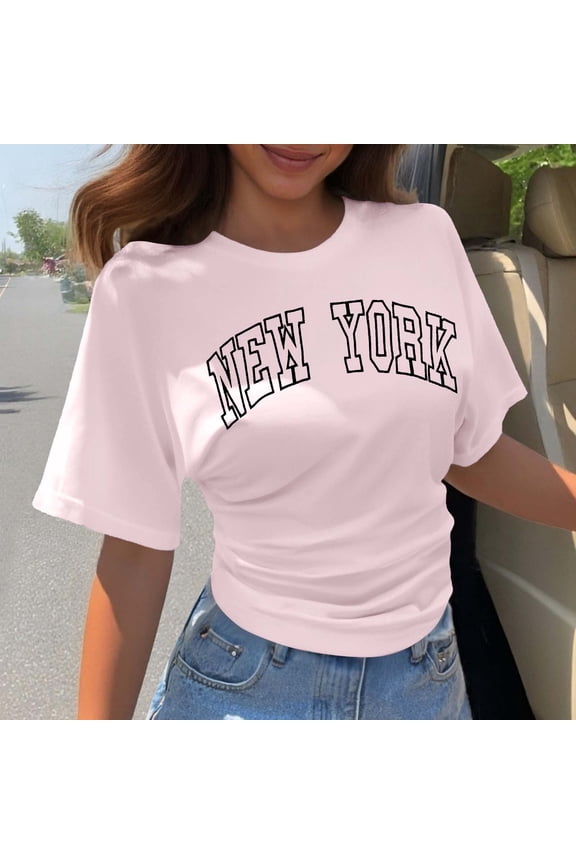 Fashion Korean Style Design Casual Short Sleeve T Shirt Loose Fit Crew Neck Basic Top for Summer Everyday Wear Striped Womens Shirt Shirts for Summer Women Hike Shirt Women T Shirts Womens
