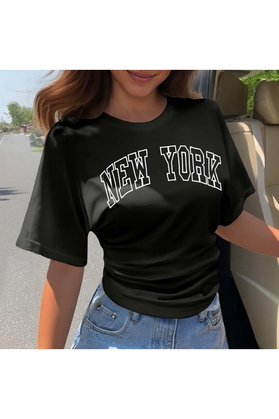 Fashion Korean Style Design Casual Short Sleeve T Shirt Loose Fit Crew Neck Basic Top for Summer Everyday Wear