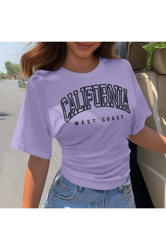 Fashion Korean Style Design Casual Short Sleeve T Shirt Loose Fit Crewneck Basic Top for Summer Everyday Wear Shirt Women Long Sleeve Med women Shirts Loose Fit Athletic Tops for Women